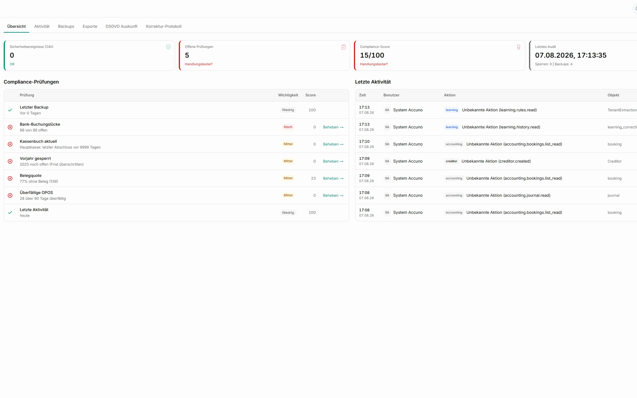 accuno compliance workflow